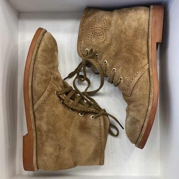 Chanel Suede Calfskin Lace Up Boots - Picture 3 of 9